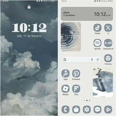 an iphone screen with clouds and sky in the back ground, and on top of it are icons