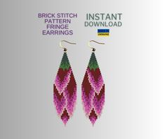 the earrings are designed with different colors and designs on them, including red, green, purple