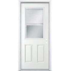 For instant control of light, heat transfer and privacy, choose from Masonite’s selection of door lites with built-in blinds. Sealed inside tempered safety glass, the blinds are protected from the dust and damage of everyday use. They’re also safe for children and pets because they have no exposed cords. Choose from standard blinds-between-glass, or triple-pane-insulated blinds-and-grilles between glass to complement your home’s style. Featuring high-definition decorative panel profiles, Masonit Door With Blinds, Insulated Blinds, Single Front Door, Panel Blinds, Steel Entry Doors, Farmhouse Patio, Double Entry Doors, Exterior Front Doors, Mini Blinds