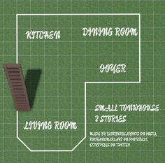 the floor plan for a living room and dining room with stairs to another room in it