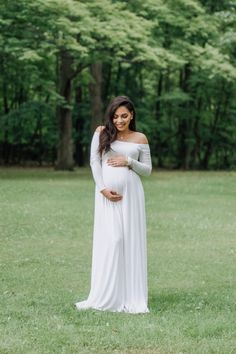 Airy Outfits, Baby Shower Dress, Off Shoulder Neckline, Maternity Maxi Dress, Off Shoulder Maxi Dress, Maternity Maxi, Baby Shower Dresses, Pregnancy Maxi Dress, Long Sleeve Maxi