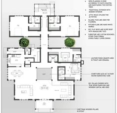 the floor plan for a house with three levels and four rooms, including two living areas