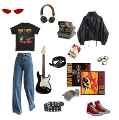 90s Rock Band Outfits, 90s Band Outfits, Rock N Roll Outfit Ideas, 89s Aesthetic, Rock And Roll Spirit Week Outfit, 80 Rock Outfits, Rock N Roll Clothes, 80s Rock Band Outfits, Rock Music Outfit