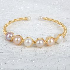 Cultured Freshwater Pearl Bangle Bracelet in 14k Gold Over Sterling Silver 7 Adjustable Pearl Bracelet, Elegant Pearl Jewelry, Pearl Bangle Bracelet, Born In June, Gold Pearl Bracelet, Pearl Bracelet Gold, Miriam Haskell Jewelry, Bracelet Elegant, Buy Pearls