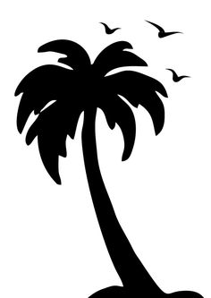 a palm tree with birds flying around it