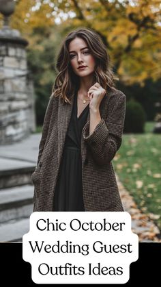 Fall Wedding Guest Dress With Sweater, Outfits For A Wedding Guest Winter, What To Wear To A Cold Wedding, Wide Leg Wedding Outfit, Sophisticated Wedding Guest Outfit, Nov Wedding Guest Outfit, Wedding Guest Outfit Inspiration Fall, Dress To Wear To Fall Wedding, Fall Wedding Guest Skirt Outfit