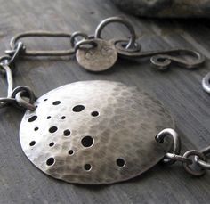 Sam Disc Bracelet Rustic Bracelet, Urban Jewelry, Disc Bracelet, Prescott Az, Metalsmithing Jewelry, Handmade Chain, Mixed Metal Jewelry, Basic Jewelry, Metal Bracelet