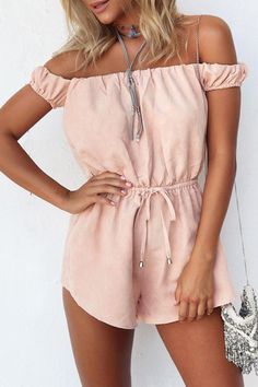 Sporty Dresses, Rompers Womens Jumpsuit, Off Shoulder Romper, Solid Color Jumpsuits, Spring Clothes, Strapless Romper