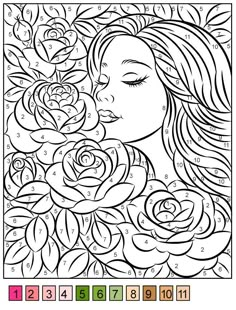 Coloring By Numbers For Adults, Numbered Coloring Pages, Colour By Numbers For Adults, Adult Color By Number Free Printables, Disney Coloring Pages For Adults, Color By Number For Adults, Flower Coloring Pages For Adults, Poppy Coloring Page, Adult Color By Number