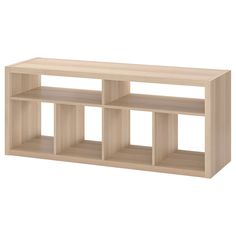 a wooden shelf with four shelves on each side