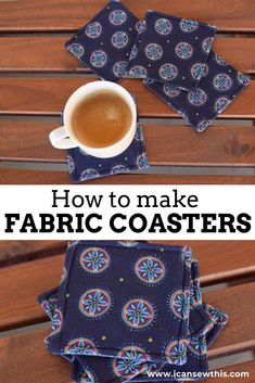 how to make fabric coasters on a bench