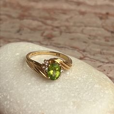 Beautiful 14k Solid Yellow Gold Peridot Ring Amazing Large Sparkly Peridot In Solid 14k Setting Marked Absolutely Gorgeous. With Small Diamonds So Special. Size 6 2.9g Selling Out Soon. Check Out The Smaller Peridot Ring Pet Smoke Free Shop Peridot Multi-stone Rings For May Birthstone, Formal Peridot Diamond Ring In Yellow Gold, Peridot Diamond Ring With Gemstone For Anniversary, Peridot Birthstone Diamond Ring Fine Jewelry, Yellow Gold Peridot Diamond Ring With Birthstone, Elegant Peridot Birthstone Ring In Yellow Gold, Elegant Yellow Gold Peridot Birthstone Ring, Elegant Lime Green Gemstone Rings, Peridot Center Stone Yellow Gold Jewelry