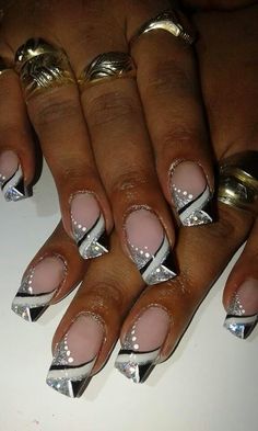 Christmas New Years Nails Acrylic, Cruising Nails, Nail Shaped, Deluxe Nails, Fancy Nail Art, Toenail Designs, French Manicures