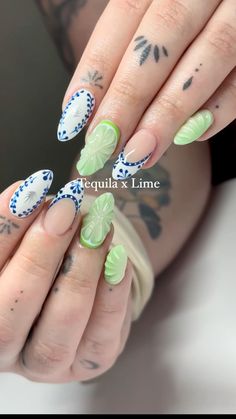 Margarita Nails, Lime Nails, Fruit Nail, Ideas Uñas, Classy Acrylic Nails, Nails Only, Short Acrylic Nails Designs