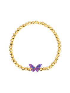 You guys loved our pink heart opal bracelet, so we a made purple butterfly version! This bracelet boasts an iridescent purple opal butterfly bead strung on a golden stretch band. It's the perfect blend of elegance and playfulness! Butterfly Stretch, Purple Opal, Iridescent Purple, Stretch Band, Stretch Bands, Opal Bracelet, Initial Jewelry, Bead Stringing, Purple Butterfly