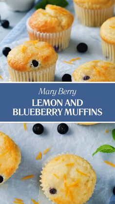 Mary Berry Lemon And Blueberry Muffins Marry Berry Recipes, Assorted Muffins, Mary Berry Recipes Baking, Mary Berry Cakes, Berry Cakes, Smoked Mackerel Pate, Mackerel Pate, British Baking Show Recipes, Lemon And Blueberry