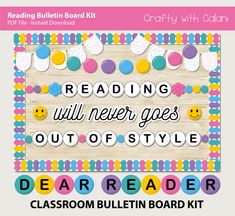 the reading will never goes out of style classroom bulletin board kit with colorful paper beads