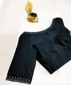 Boat Neck Aari Work Blouse Designs, Boat Neck Aari Work Designs, Black Blouse Designs Latest, Black Blouse Embroidery, Boatneck Blouse Designs Latest, Simple Blouse Work Designs, Black Embroidery Blouse, Simple Work Blouse Designs, Blouse Embroidery Designs