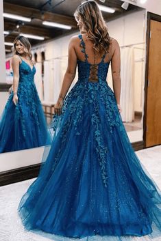 Blue Lace Prom Dress, Dresses Sparkle, Shine Dress, Marine Uniform, Lace Prom Dress, Blue Evening Dresses, Blue Tulle, Cute Prom Dresses