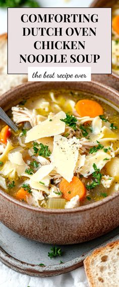 Image for Dutch Oven Chicken Noodle Soup Chicken Dutch Oven Recipes Healthy, Dutch Oven Chicken Noodle Soup, Dutch Oven Chicken, Best Dutch Oven, Parmesan Rind, Yummy Chicken, Dutch Oven Recipes, Feeling Under The Weather, Oven Chicken