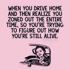 a pink background with an image of a woman in a car and the words, when you