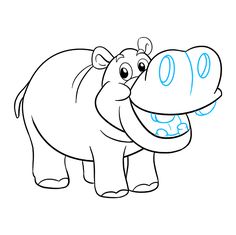 a cartoon hippo with its mouth open and it's tongue hanging out to the side