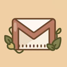 an email envelope with leaves around it and the letter m in the middle, on a beige background