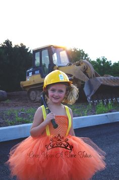 Orange Tutu Costume, Construction Halloween Costume, Builder Birthday Party, Construction Halloween, Birthday Dress Kids, Medieval Baby, Kids Tutu Dress, 1st Birthday Outfit Girl, Construction For Kids