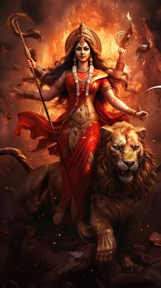 She is worshipped as the Goddess of Strength. Durga Picture, Indian Goddess Kali, Durga Kali, Shakti Goddess