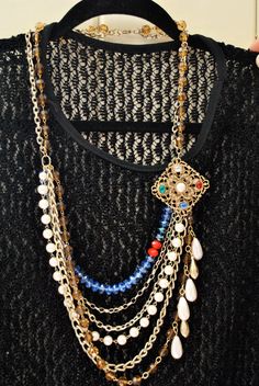 VINTAGE MASSIVE RUNWAY gold multicolor cabachon by JBeseda on Etsy Elegant Beaded Chain Jewelry, Elegant Gold Beaded Jeweled Necklace, Gold Jeweled Beaded Costume Jewelry Necklace, Gold Jeweled Beaded Necklace For Costume Jewelry, Gold Jeweled Beaded Costume Necklace, Sherman Oaks, Charm Necklaces, Beautiful One, Charm Necklace