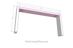 a drawing of a desk with measurements for the top and bottom section, including the legs