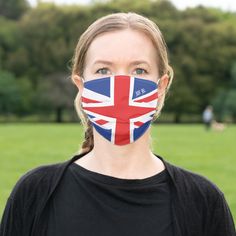 Union Jack English Flag Monogram Adult Cloth Face Mask, Adult Unisex, Size: Large, Crimson / Dark Blue / Lavender Blush Homemade Face Paints, English Flag, Australian Flag, United Kingdom Flag, Australian Flags, England Flag, London Red, Flag Face, Homemade Art