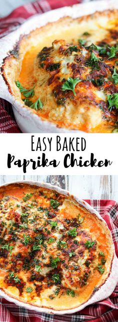 an easy baked paprika chicken casserole with spinach and cheese