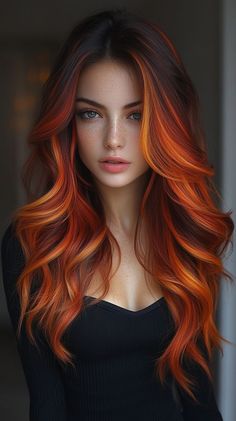 Flame Hair Color, Orange And Brown Hair, Flame Hair, Grey Hair Transformation