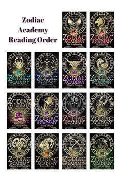 the zodiac reading order is shown in black and gold