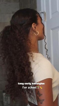 hair extensions human hair extension clip in Cute Ponytails Curly Hair, Easy Curly Protective Hairstyles, Curly Softball Hairstyles, Curly Hairstyles For Picture Day School, Hairstyle Easy For School, Curly Hairstyles For School Tied Up, Hairstyles For White Girl Hair, Hair Styles For Girls With Curly Hair, Curly Hairstyle Ponytail