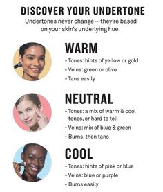 Foundation Types For Skin Types, Face Undertones, Neutral Toned Makeup, Makeup For Warm Tone, Skin Undertones How To Tell, Olive Undertone Color Palette, Cool Undertones Skin, Neutral Undertone Skin Color Palettes