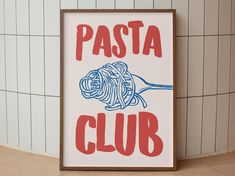 Dinning Room Art, Retro Food, Club Poster, Pasta Lover, Wall Art Retro, Kitchen Posters, Retro Recipes, Room Art, Kitchen Wall