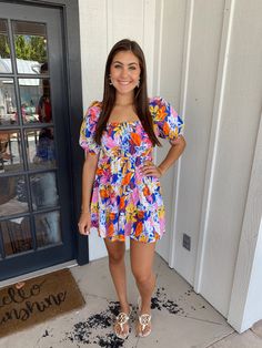 The perfect bright colored dress! Great for brunch, sorority recruitment, vacations, and so much more! Use code PINTEREST10 for 10% off! #tiktok #boutique #sorority #recruitment Bright Colored Dress, Paradise Dress, Bright Color Dresses, The Paradise, Bright Colored, Brand Store, Printed Midi Dress