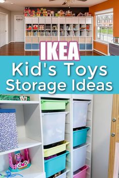 IKEA Kid's Toys Storage Ideas Ikea Kids Toy Storage Ideas, Toddler Bedroom Storage, Toys Storage Ideas, Playroom Toy Storage Ideas, Kids Room Storage Solutions, Ikea Storage Solutions, Modern Kids Playroom, Kids Storage Solutions