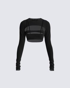 Nadine Black Mesh Tank & Shrug Black Dinner, Outfits Y2k, Cropped Long Sleeve, Dinner Outfits, Streetwear Fashion Women, Cute Simple Outfits, Edgy Outfits, Kpop Outfits, Corsets