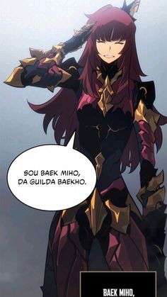 an anime character with red hair and armor