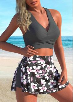 Color:Dark Grey;Size:S;Size:M;Size:L;Size:XL;Size:XXL;Bra Style:Padded;Support:Wire Free;Pad Style:Removable;Strap Style:Adjustable;Package Contents:1 X Bra , 1 X Pantskirt;Occasion:Sport; Elegant Dresses Plus Size, Beach Bridesmaid Dresses, Swimwear Suits, Plaid Outfits, Grey Floral, Plaid Tops