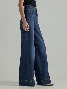 Women's Legendary Trouser Jean Versatile Wide Leg Denim Jeans, Chic Dark Wash Wide Leg Jeans, Dark Wash Relaxed Fit Wide Leg Pants For Fall, Mid-rise Dark Wash Wide Leg Pants For Fall, Fall Denim Wide Leg Pants With Five Pockets, Versatile Dark Wash Denim Pants, Modern Dark Wash Wide-leg Pants, Versatile High Rise Dark Wash Flare Jeans, Wide-leg Denim Jeans For Fall