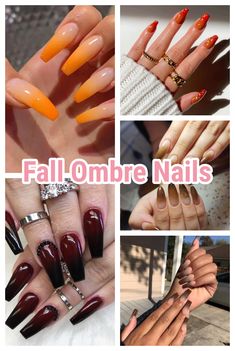 Fall Ombre Nails Halloween Ombre Nails Acrylic, November Ombre Nails, Fall Color Ombre Nails, Fall Ombre Gel Nails, Fall Ombre Nails Ideas Autumn, Ombre Coffin Nail Ideas, Ombre Nails Designs Ideas, Ombre Fall Nails Acrylic, Burnt Orange Ombre Nails