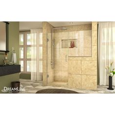 a bathroom scene with focus on the shower