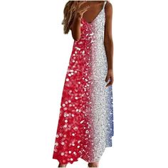 clearance Store,under $5 Clothes StoreClick Here Usmixi Formal Dresses for Women 4th of July High Waist Patriotic Spaghetti Strap Maxi Dresses V-Neck Sleeveless American Flag Print 2023 Summer Long Dress Red XXXL FEATURE: Pull on Dress,Strap Dresses,Sleeveless,V-Neck,Long,American Flag Print,This is a casual dress with special design that can show your perfect figure, make you more attractive, and can easily control parties, cocktail,beaches and other occasions. MATERIAL:95% Rayon+5% Spandex.Thi Maxi Dress Casual Boho, Red Formal Dresses, Summer Long Dress, Women Dresses Casual Summer, Strap Dresses, Long Red Dress, Spaghetti Strap Maxi Dress, American Flag Print, Perfect Figure