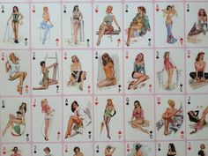 a playing card with pictures of women in bathing suits