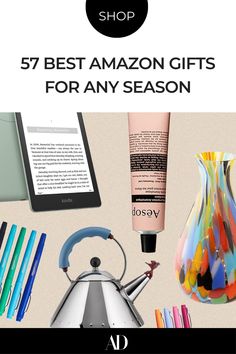 the best amazon gifts for any season with text overlay that reads,'gift ideas for