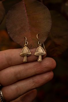 Mushrooms Jewelry, Mushroom Earring, Wax Carving